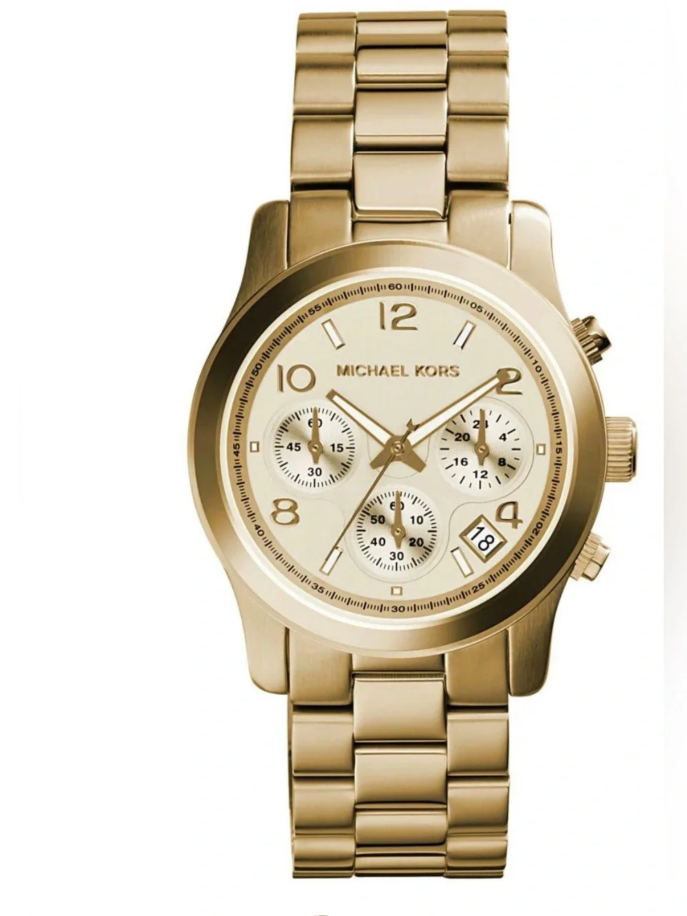 Michael Kors Runway MK5055 Gold Tone Chronograph Watch 38mm Authentic